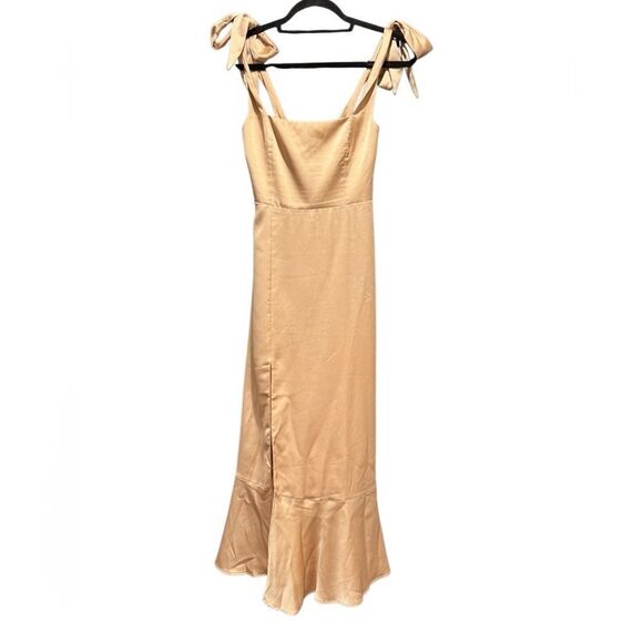 Show Me Your MuMu Women's Claire Midi Dress in Champagne Luxe Satin Size XS - Picture 7 of 10